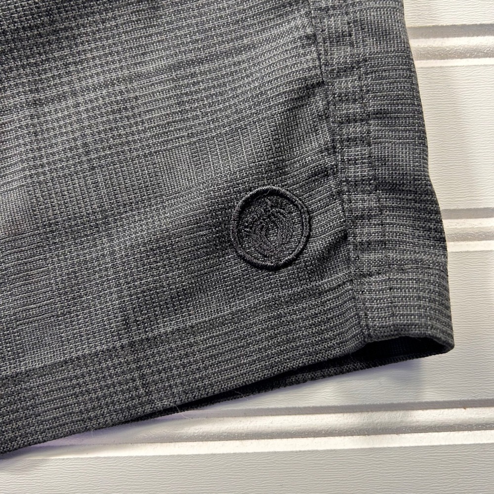 Hang Ten Hybrid Shorts Mens 32 Charcoal Grey Glen Plaid Walk Boardshorts - Picture 7 of 14